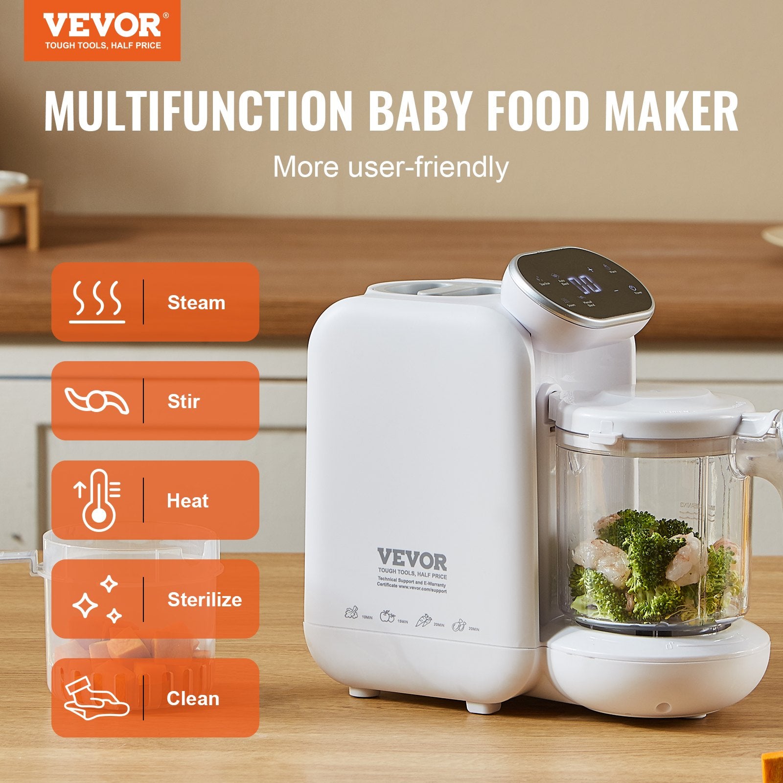 Baby Food Maker - 5 In 1 Baby Food Puree Blender Steamer Grinder For Food, Fruit, Vegetable, Meat.
