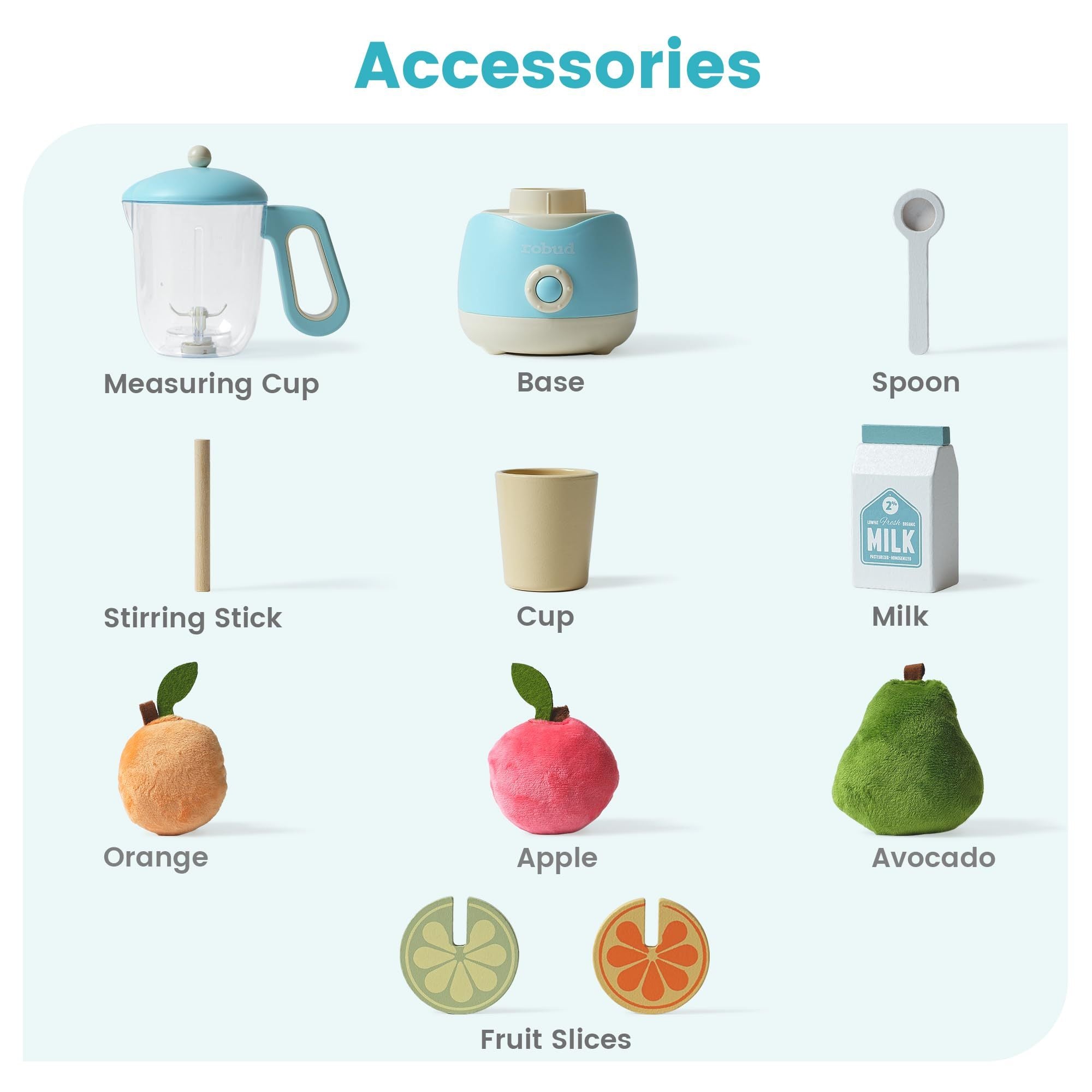 Wooden Montessori Pretend Play Kitchen Accessories Juicing Machine for Toddlers - With Realistic Sounds