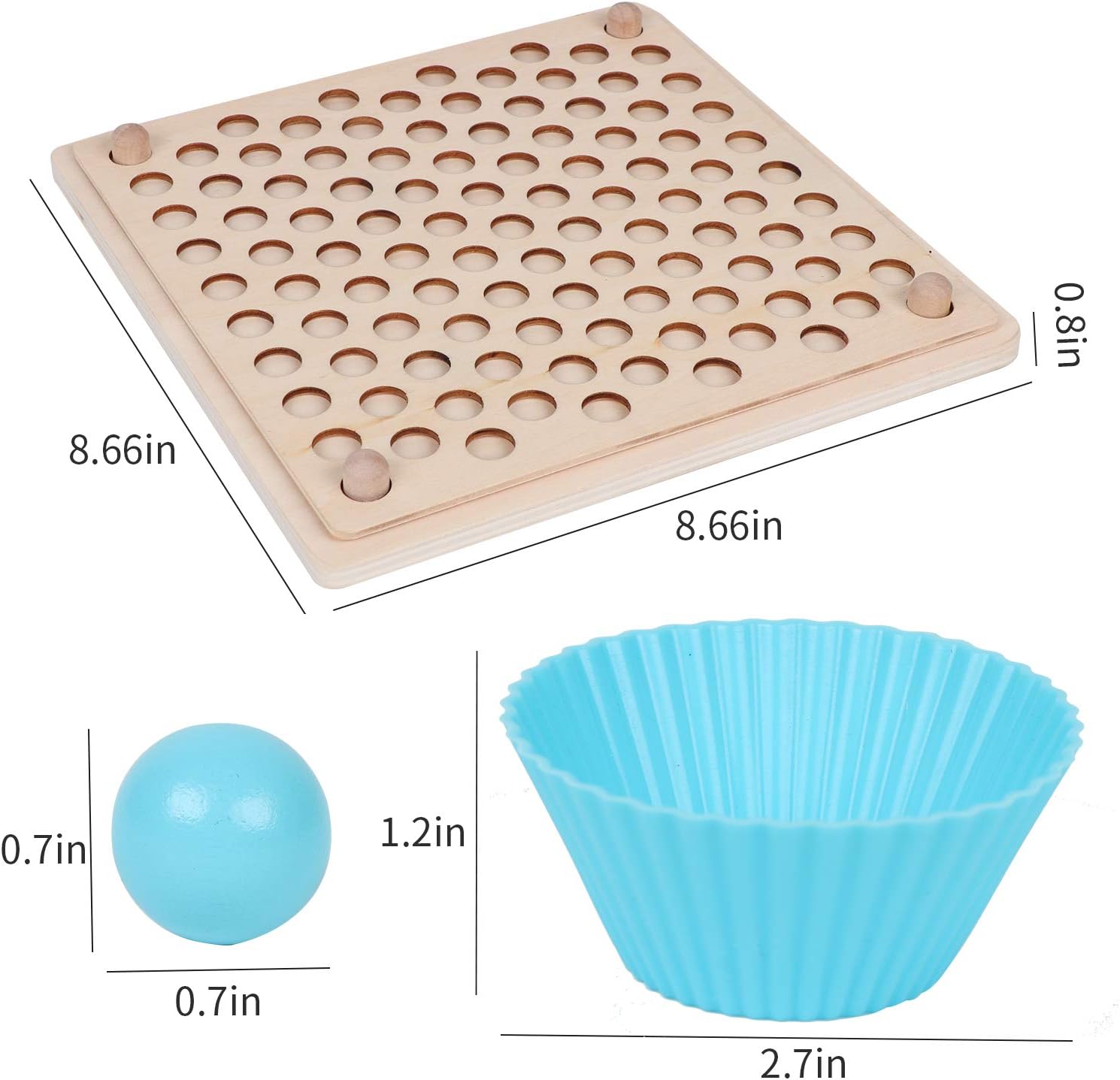 Wooden Montessori Learning Peg Board with Beads - Color Sorting, Stacking, Matching, Counting Toy For Toddlers.