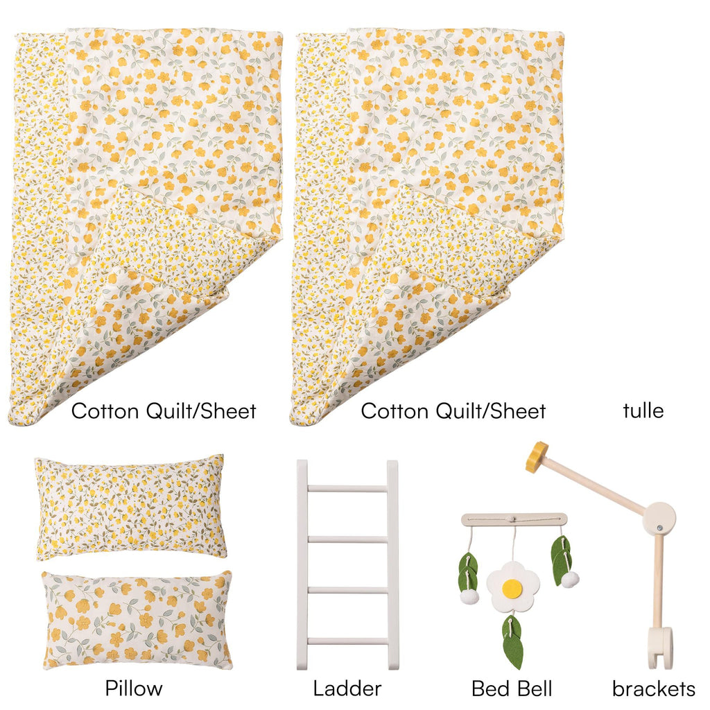 Baby Doll Bunk Beds - Wooden Crib For 18 Inch Dolls with Accessories