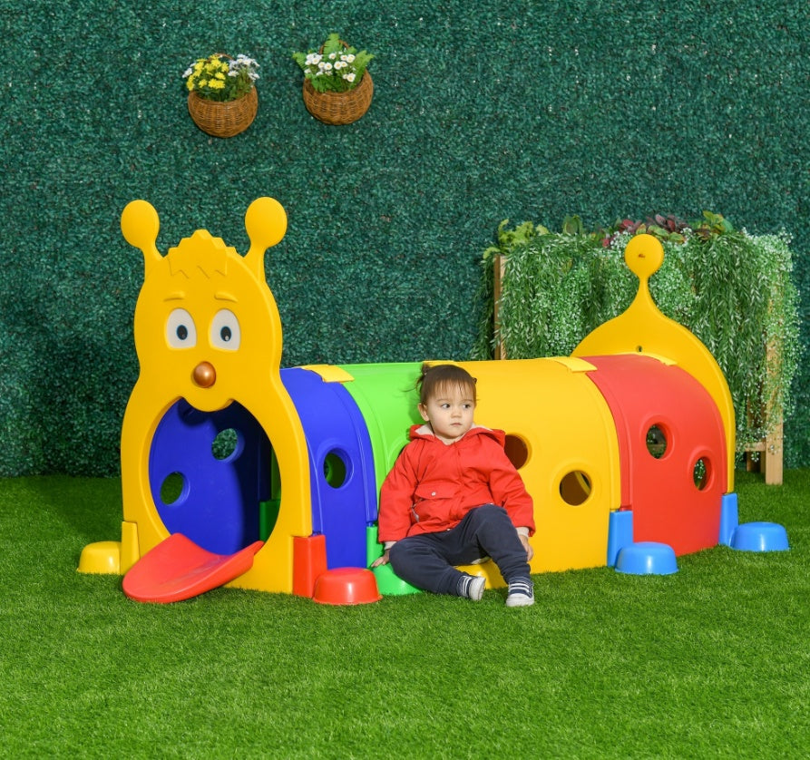 Caterpillar Tunnel for Toddlers Kids 3-6 years Crawl and Climb Outdoor Play - Multicolored, 4 Sections, 72" long