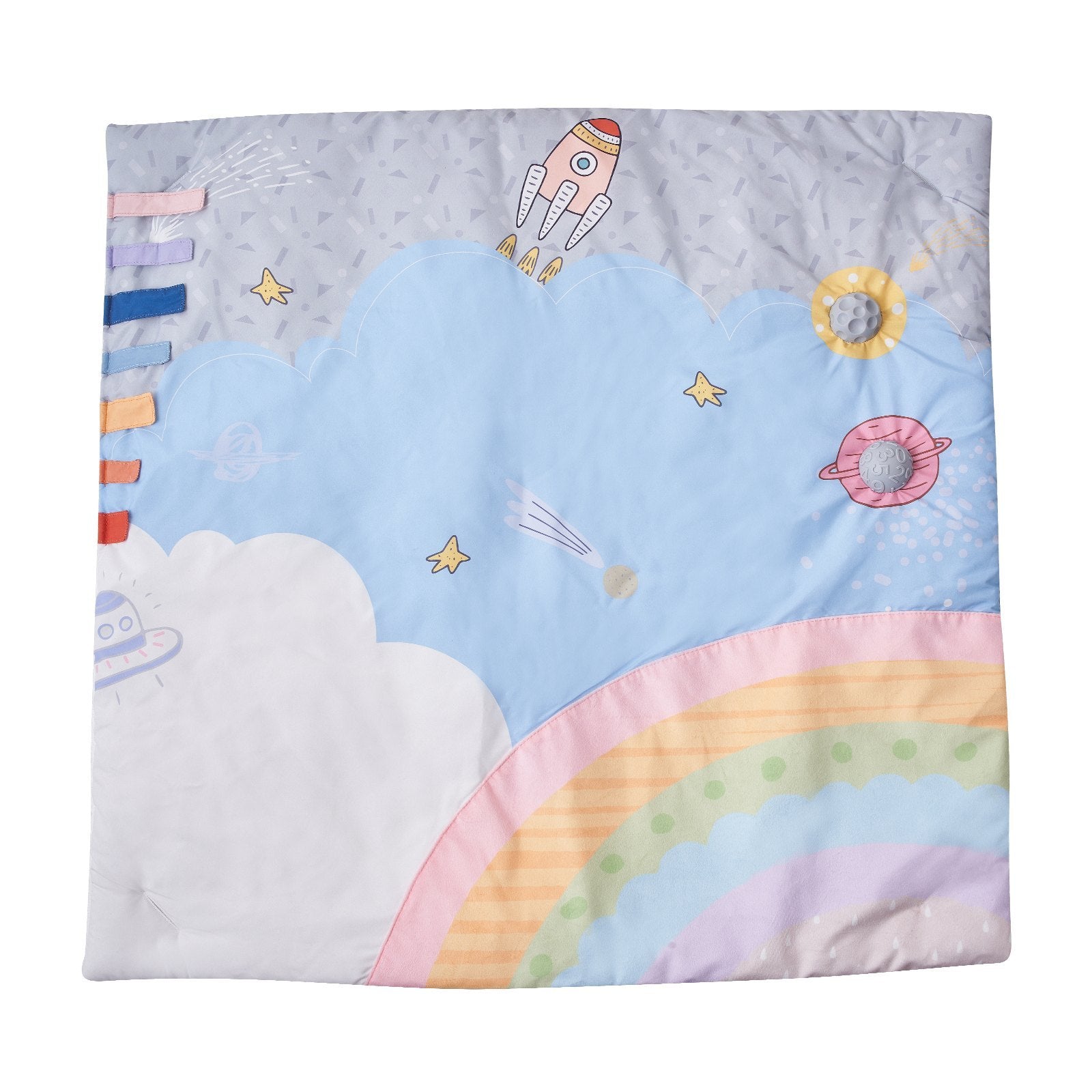 Baby Play Gym Mat and Tummy Time Activity Mat With 6 Sensory Toys - Soft Cotton Floor Playmat Creates The Perfect Activity Area for Your Baby Girl or Boy