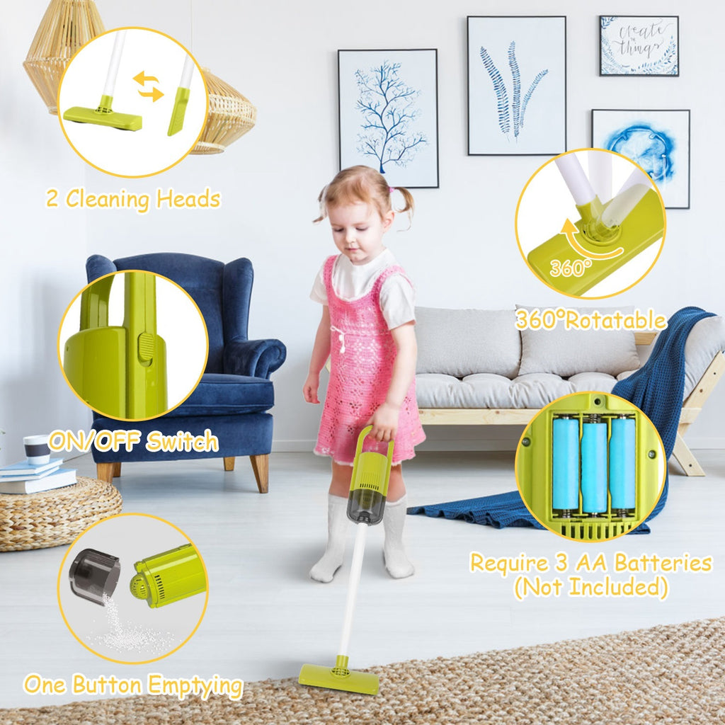 Kids Cleaning Toy Set -14 Piece Pretend Housekeeping Play Kit With Vacuum Cleaner, Broom, Mop and Organization Stand For Boys Girls Age 3 - 5