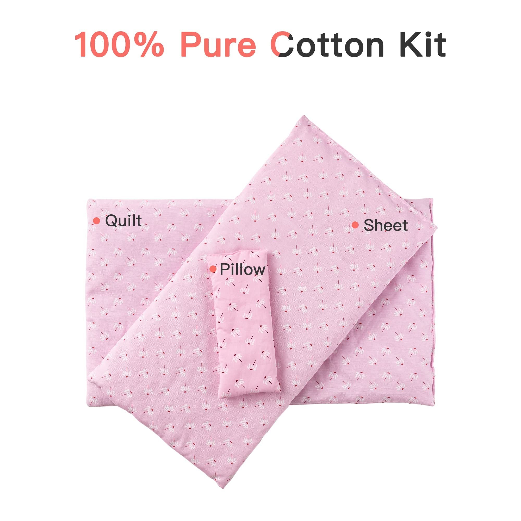 Wooden Toy Baby Doll Rocking Cradle with Bedding for 18" Doll