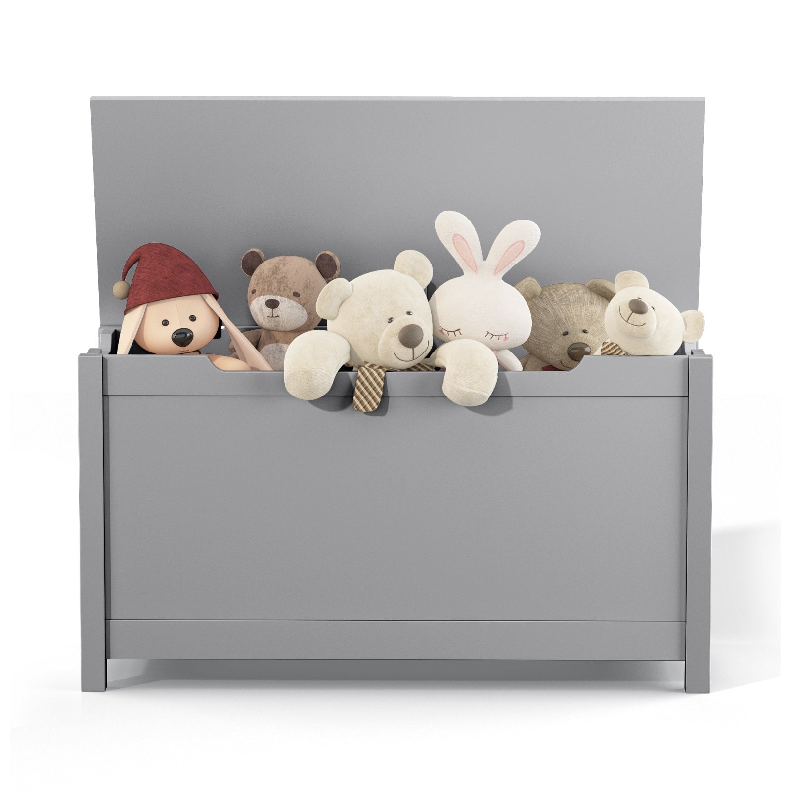 Wooden Kids Toy Storage Box - With Safety Hinged Lid