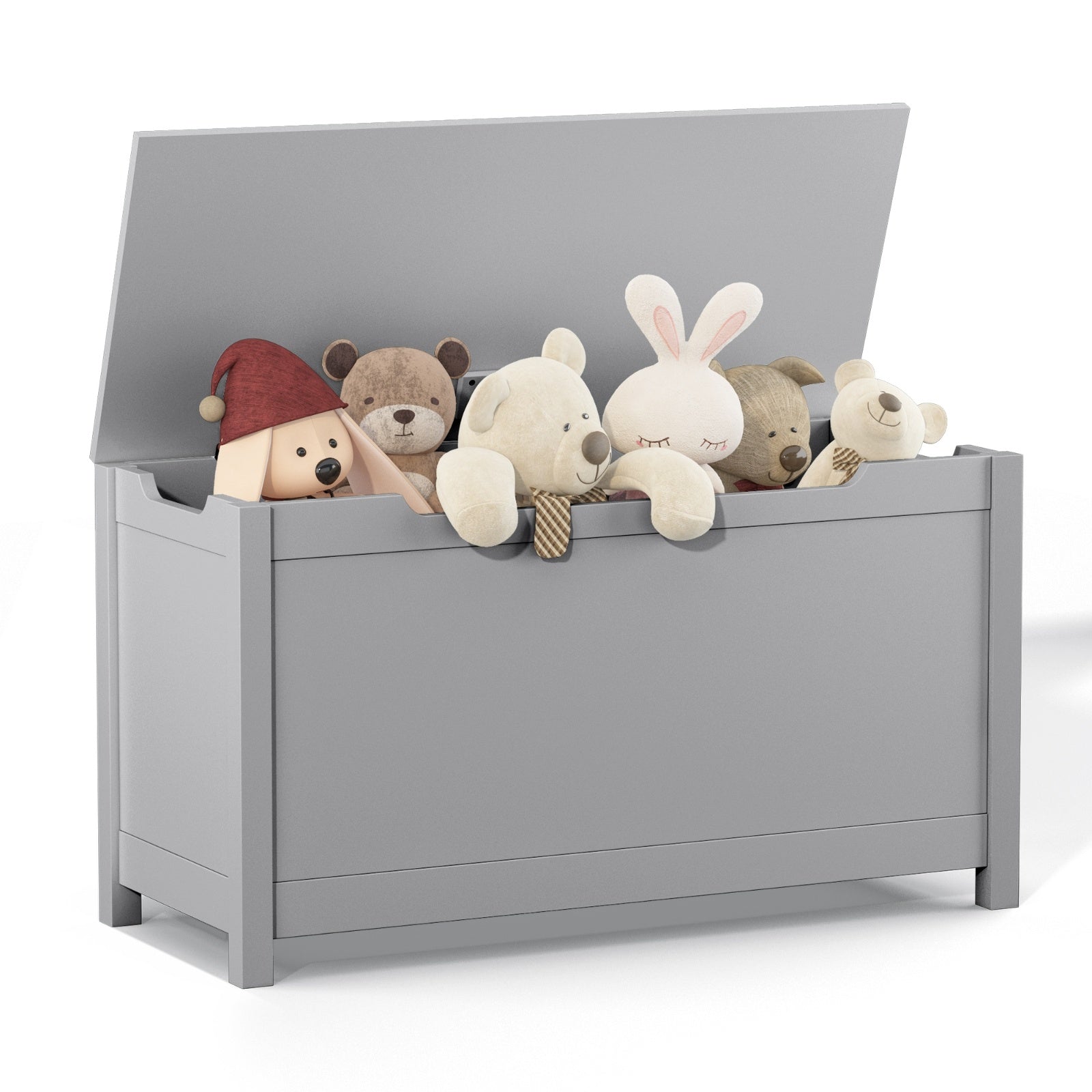 Wooden Kids Toy Storage Box - With Safety Hinged Lid