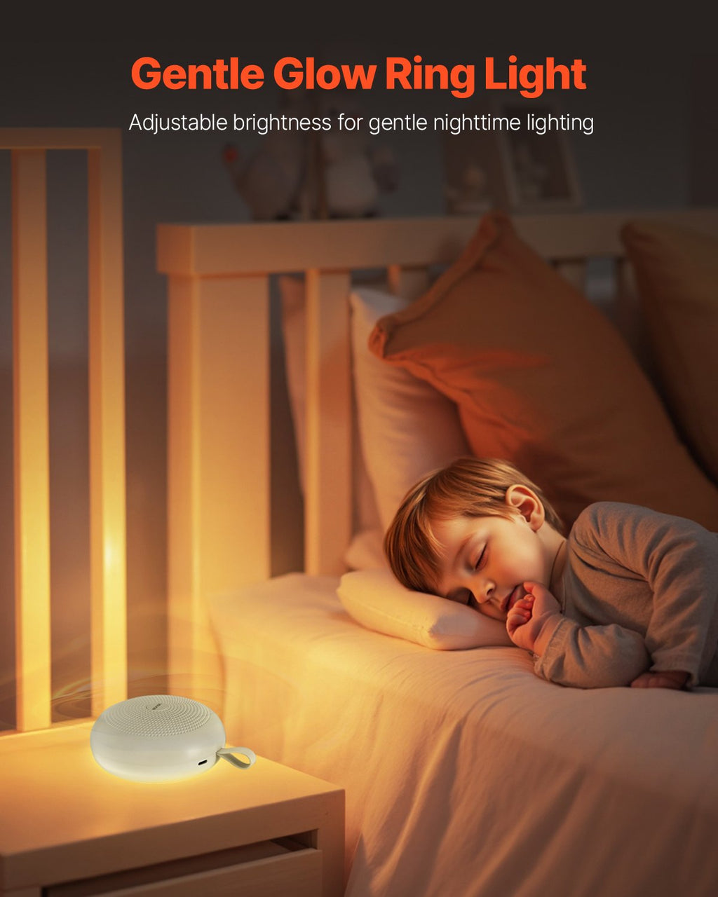3-in-1 Portable And Hangable White Noise Sound Machine With Auto-Off Timer, Soft Ring Light And Memory Function with 30 Soothing Sleep Sounds For Baby.