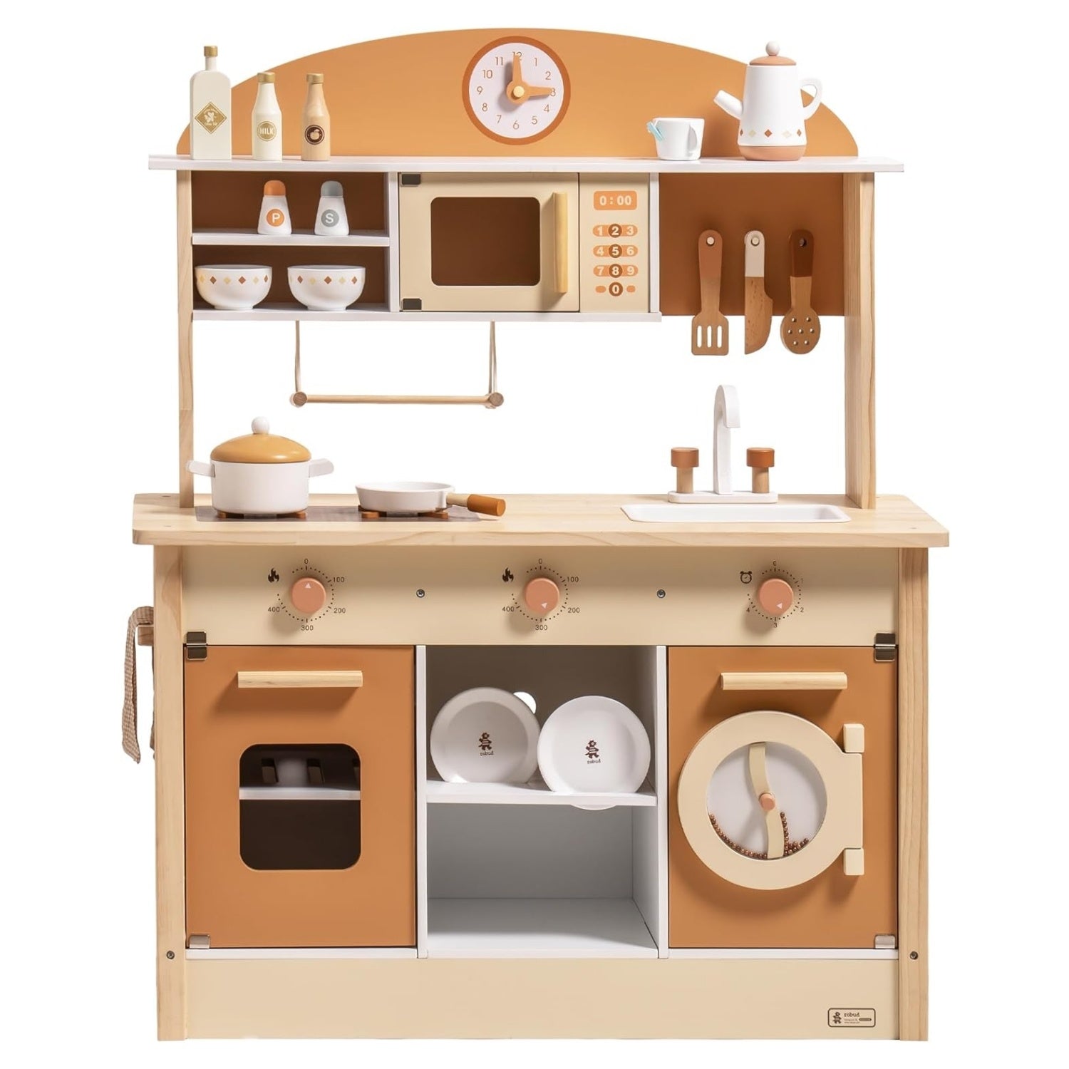 Large Kids Toddlers Wooden Kitchen Playset With Accessories