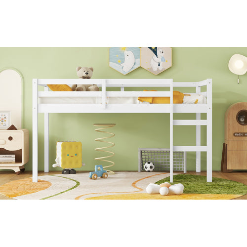 Wooden Twin Loft Bed With Ladder.