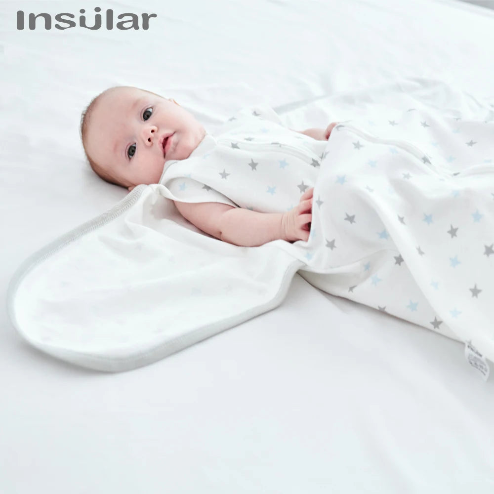 Baby Cotton Swaddling Sleeping Bag Sack - Anti Shock 3 way Adjustable.