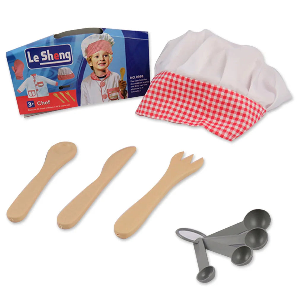 Chef Role Play Costume - Kitchen Restaurant Clothing  Dress-Up Set (7-Piece) - Chef's Jacket, Hat, Name Tag - Pretend Play Outfit with Realistic Accessories for Toddlers & Children Ages 3+