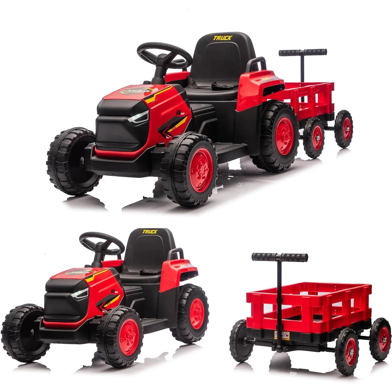 Ride on Tractor with Detachable Garden Cart - 12V Electric Kids’ Vehicle with Trailer for Kids