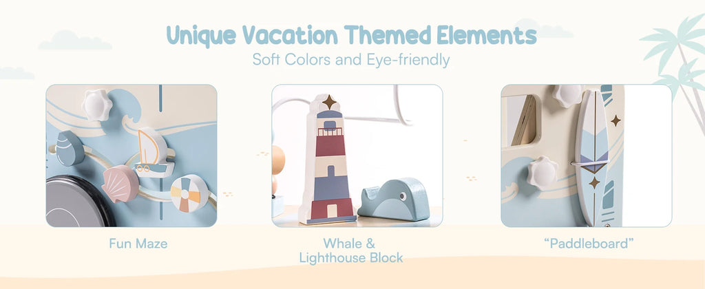 Wooden Montessori Baby Multifunctional Push Along Activity Walker with Wheels for Toddlers.