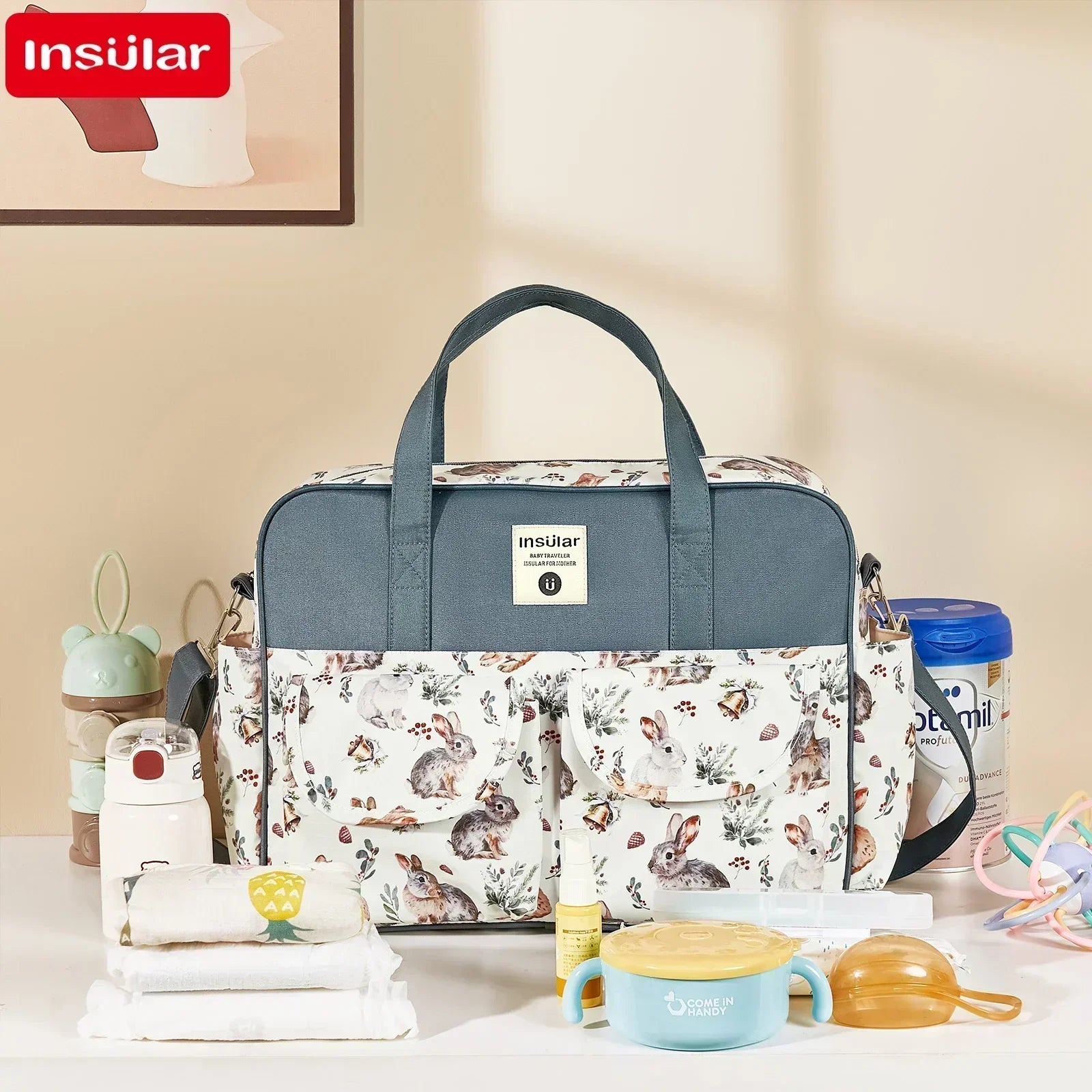 Mommy Diaper Bag - Large Capacity Organizer Waterproof Wide Opening Crossbody Bag
