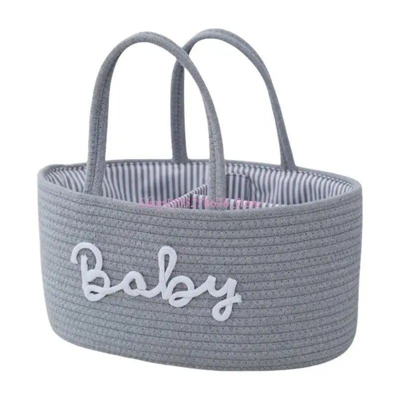 Baby Diaper Cotton Rope Storage Basket Bag Organizer for Nursery.