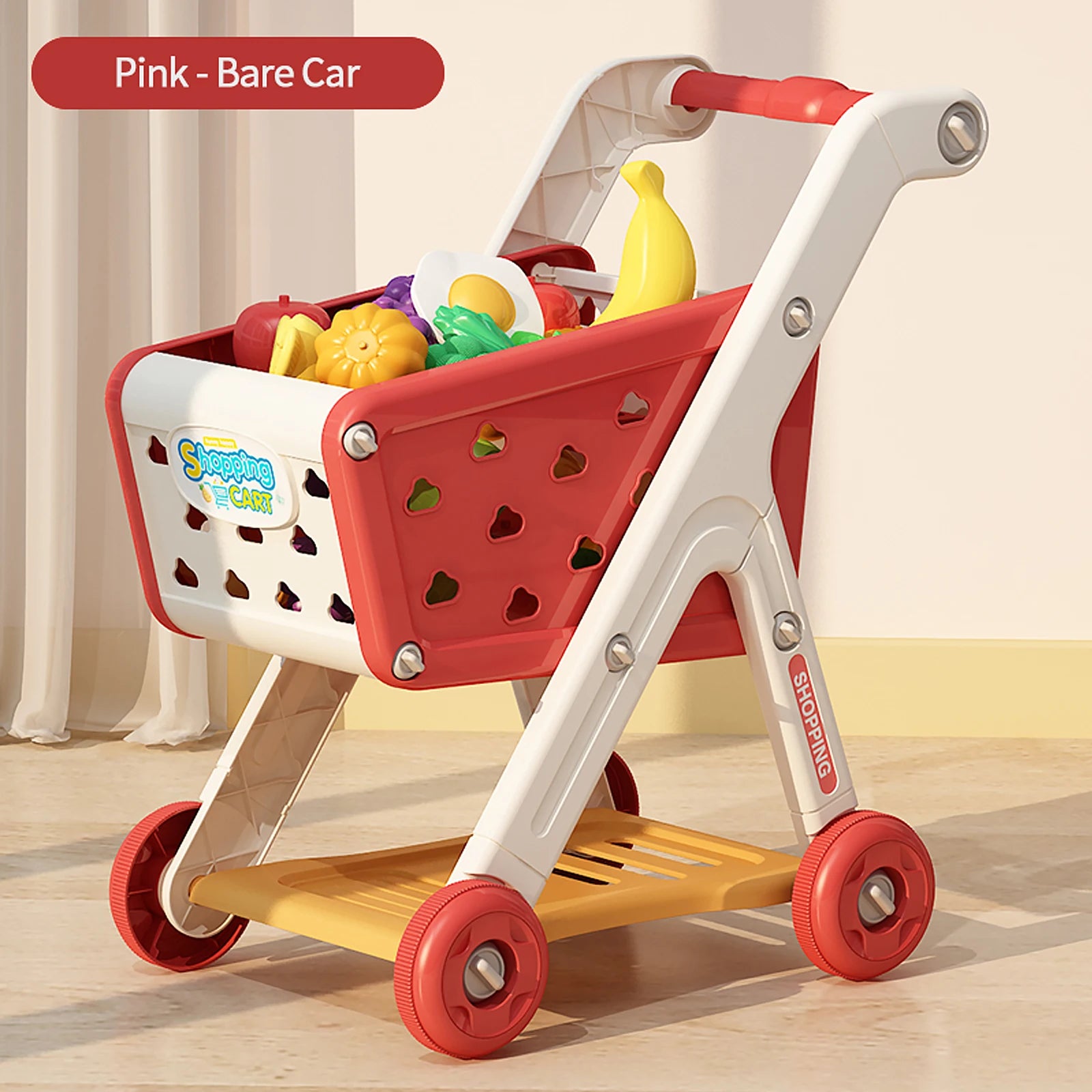 Montessori Pretend Play Shopping  Grocery Cart Playset Toy.