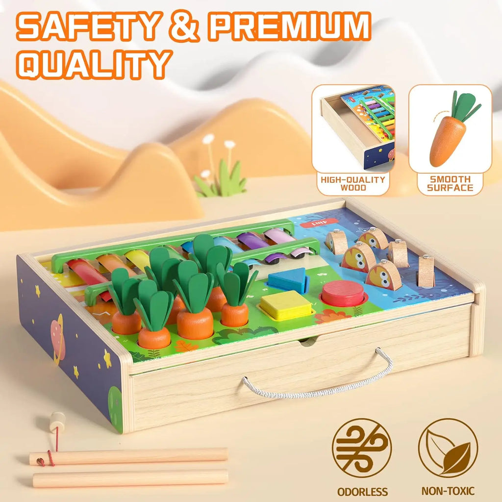 Wooden Montessori Educational 4 in 1 Toy for Toddlers.