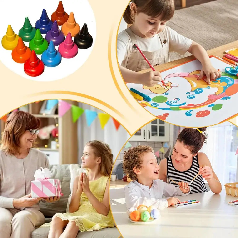 Coloring Crayons 12PCS for Toddlers - Safe, Washable and Easy to Hold.