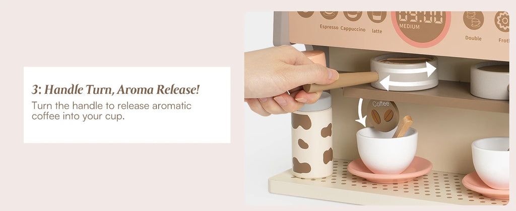 Wooden Montessori Pretend Play Coffee Espresso Machine for Kids.