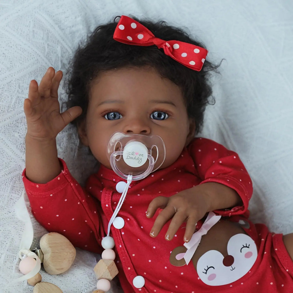 20" Cute Lifelike African American Soft Cloth Reborn Baby Doll.