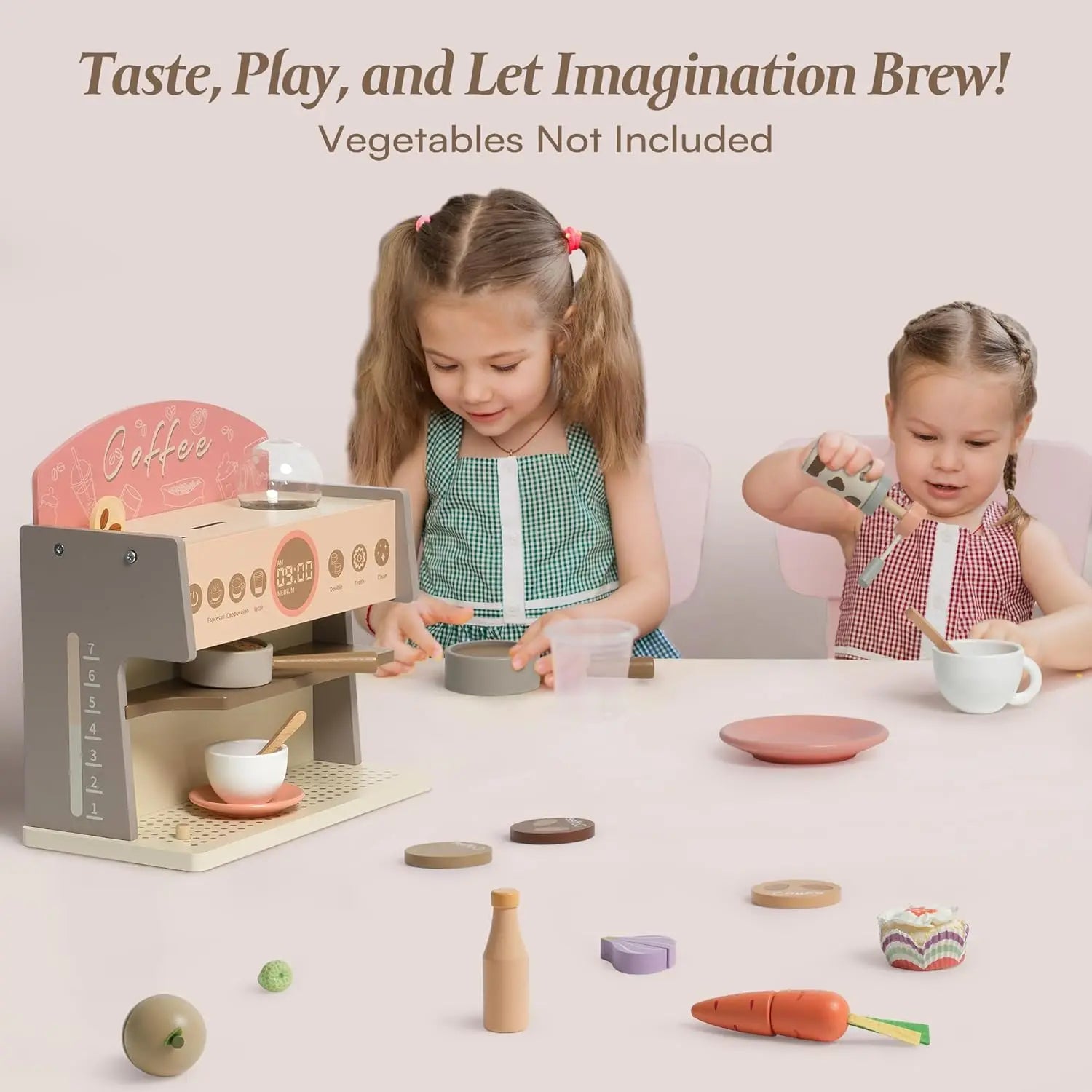 Wooden Montessori Pretend Play Coffee Espresso Machine for Kids.