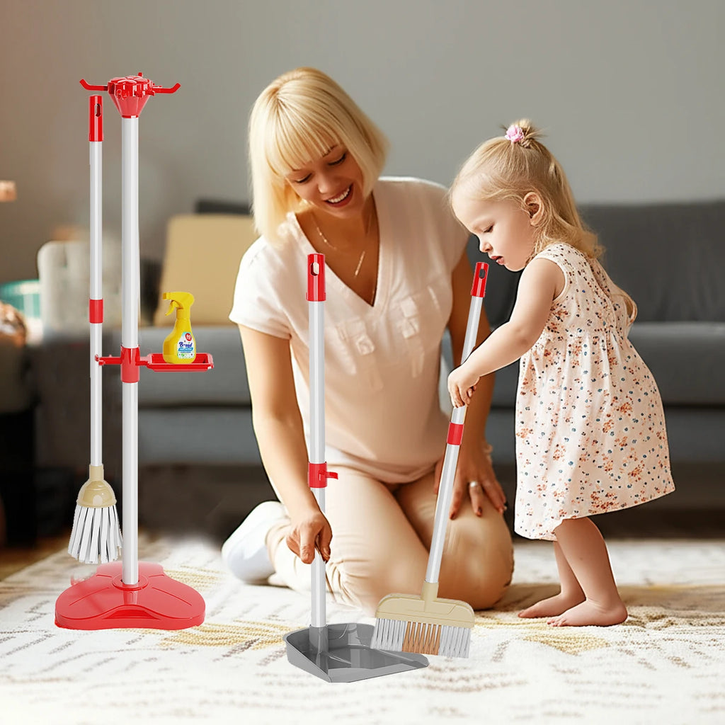 Kids Cleaning Toy Set - Pretend Play Housekeeping Supplies with Mini Broom, Dustpan, Mop.