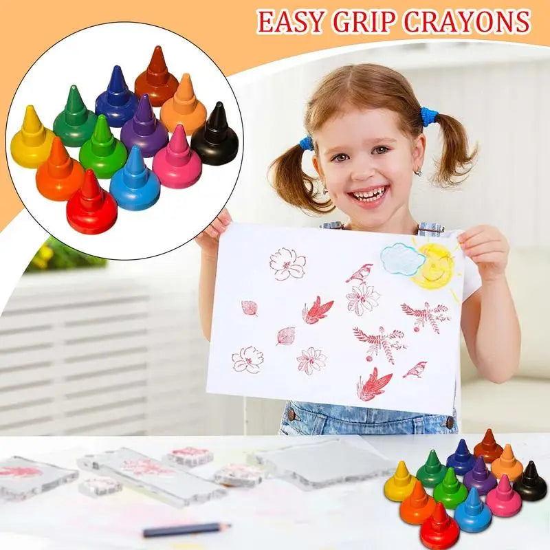 Coloring Crayons 12PCS for Toddlers - Safe, Washable and Easy to Hold.
