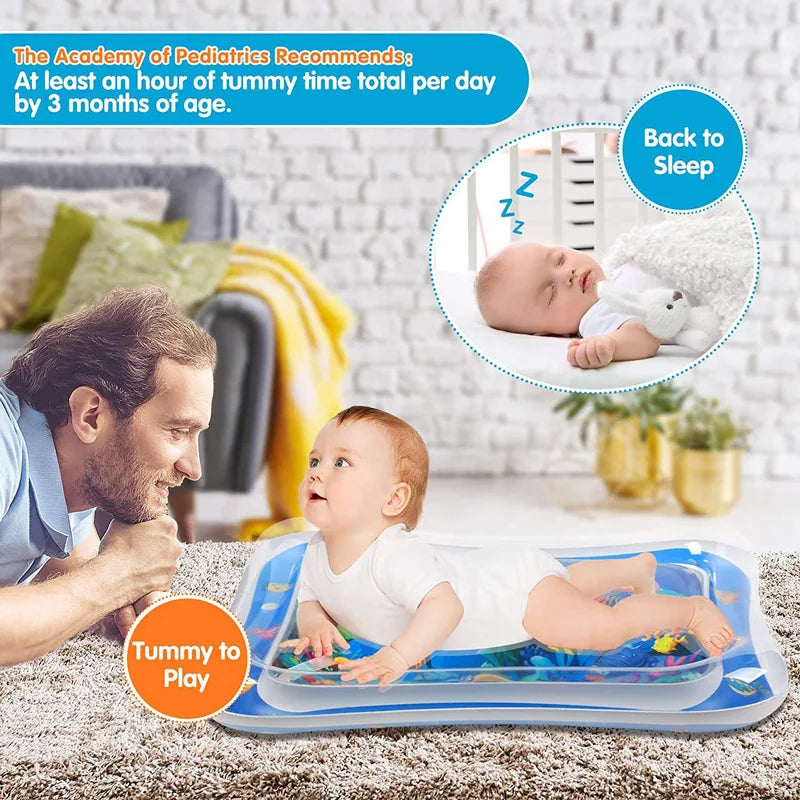 Inflatable Tummy Time Water Play Mat for Baby.