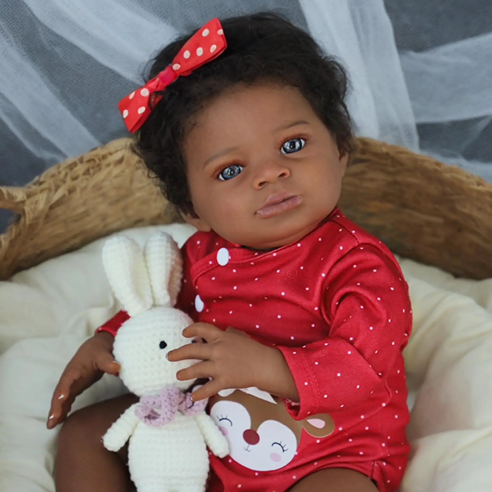 20" Cute Lifelike African American Soft Cloth Reborn Baby Doll.