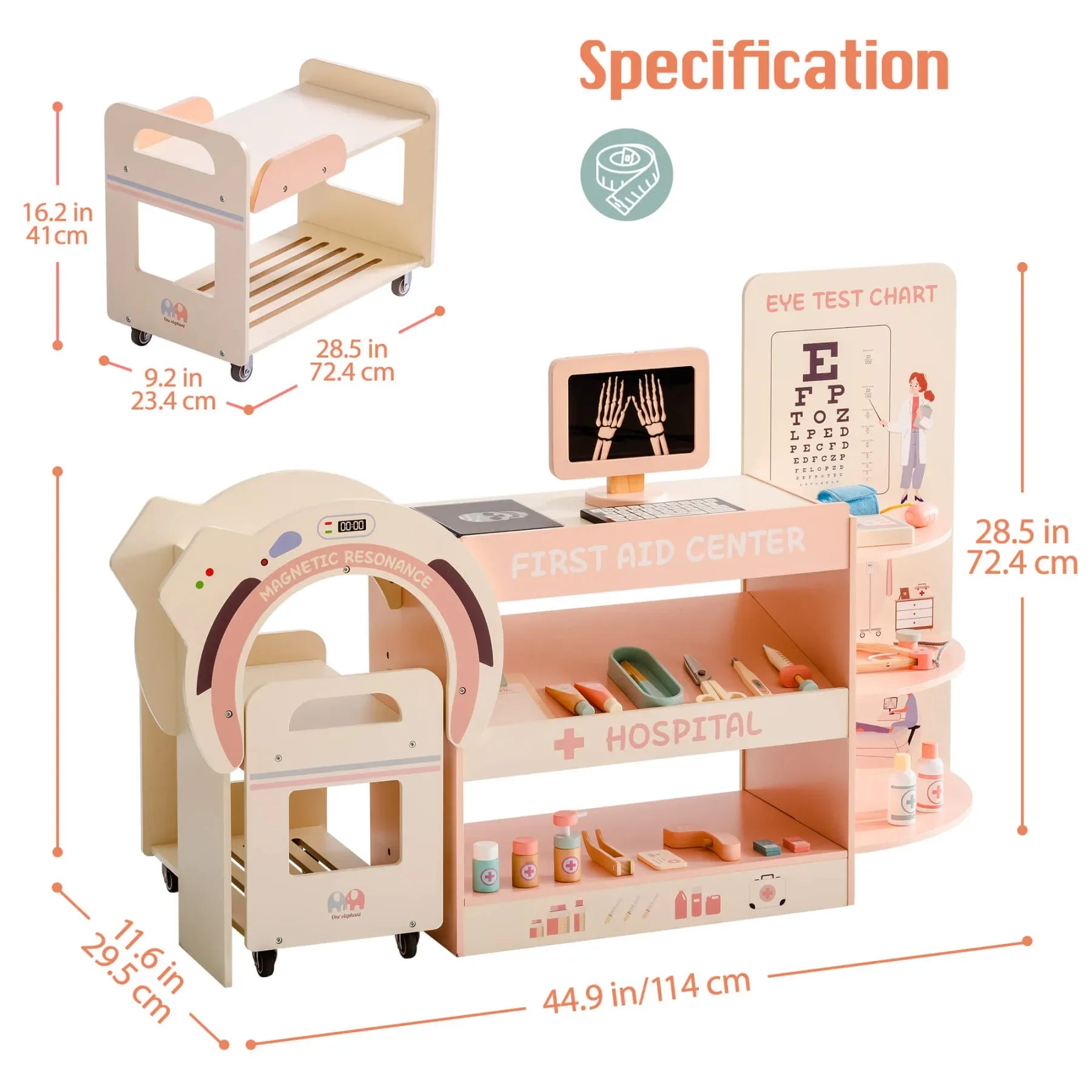 Wooden Montessori Pretend Play Doctor/Nurse Hospital Activity Center with Accessories for Kids