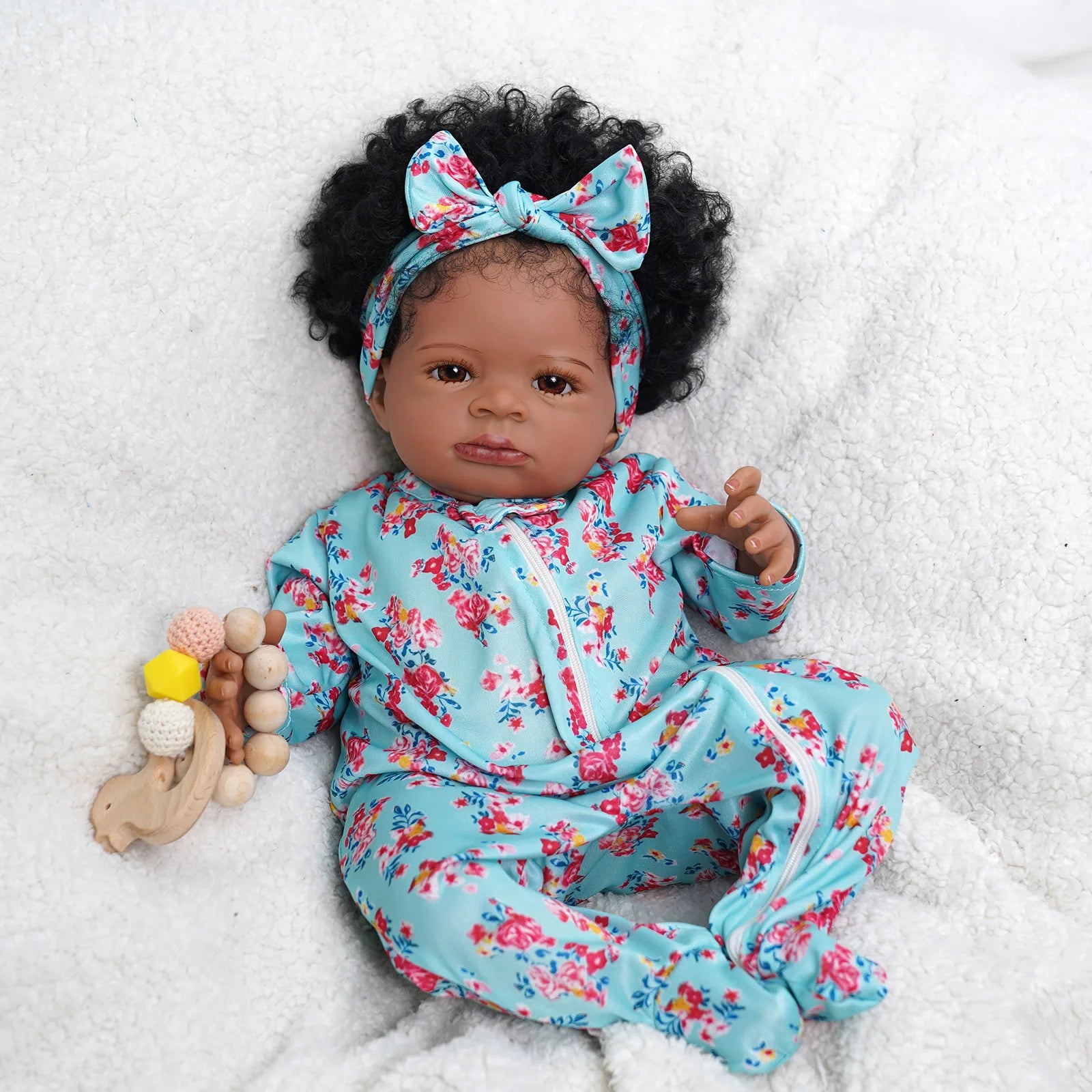 20 Inch Reborn Baby Girl Doll - Black African American Cute Doll - Soft Touch Cloth Body with Accessories.