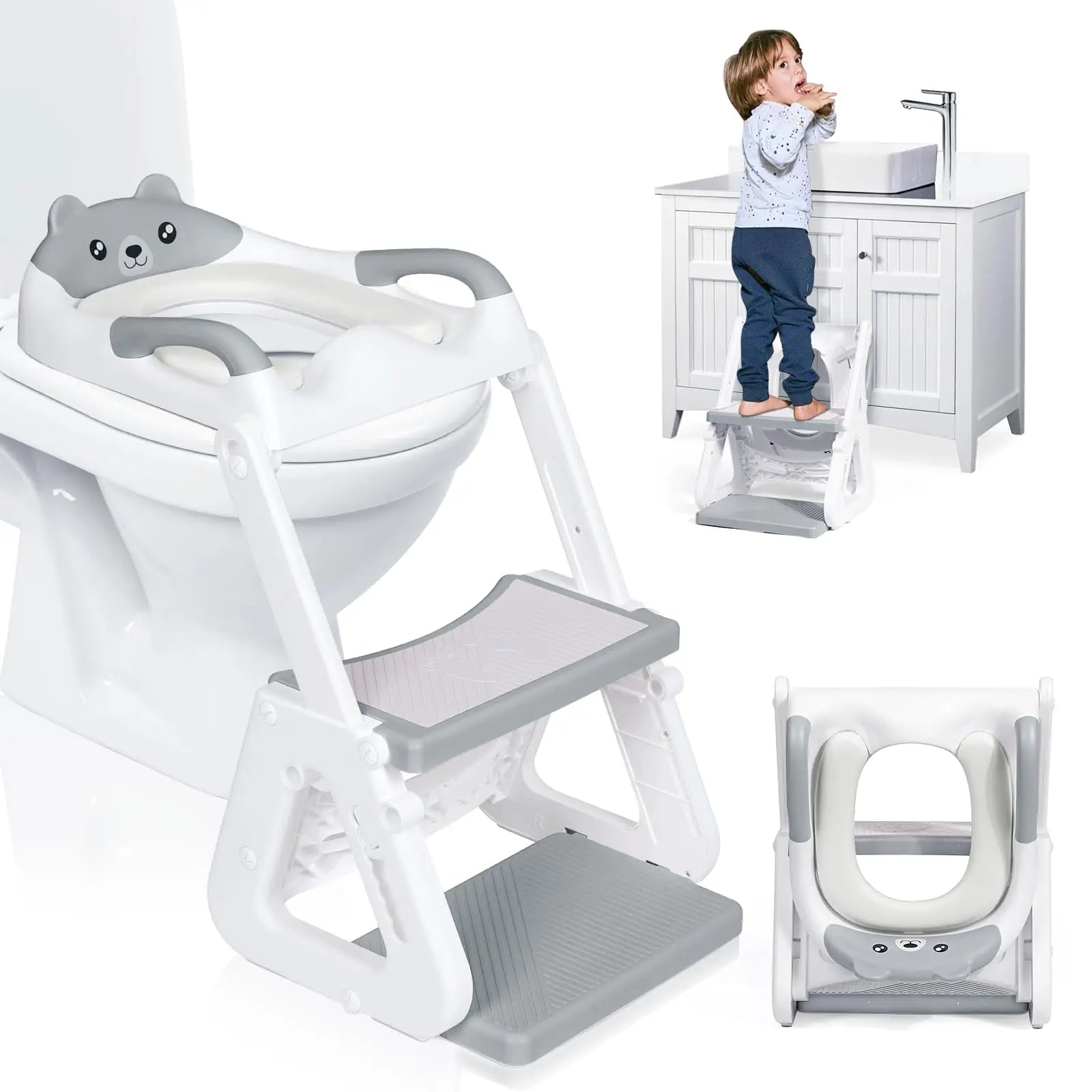 2-in-1 Toddler Potty Training Seat with Step Stool - Height Adjustable Toilet Seat with Splash Guard.