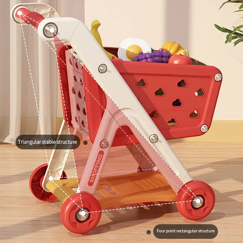 Montessori Pretend Play Shopping  Grocery Cart Playset Toy.