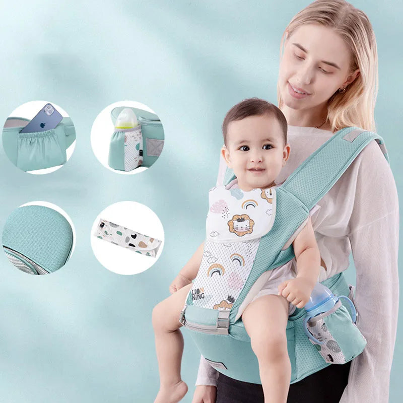 6-in-1 Safety Certified Ergonomic Quality Baby Carrier with Hip Seat with Head Support.