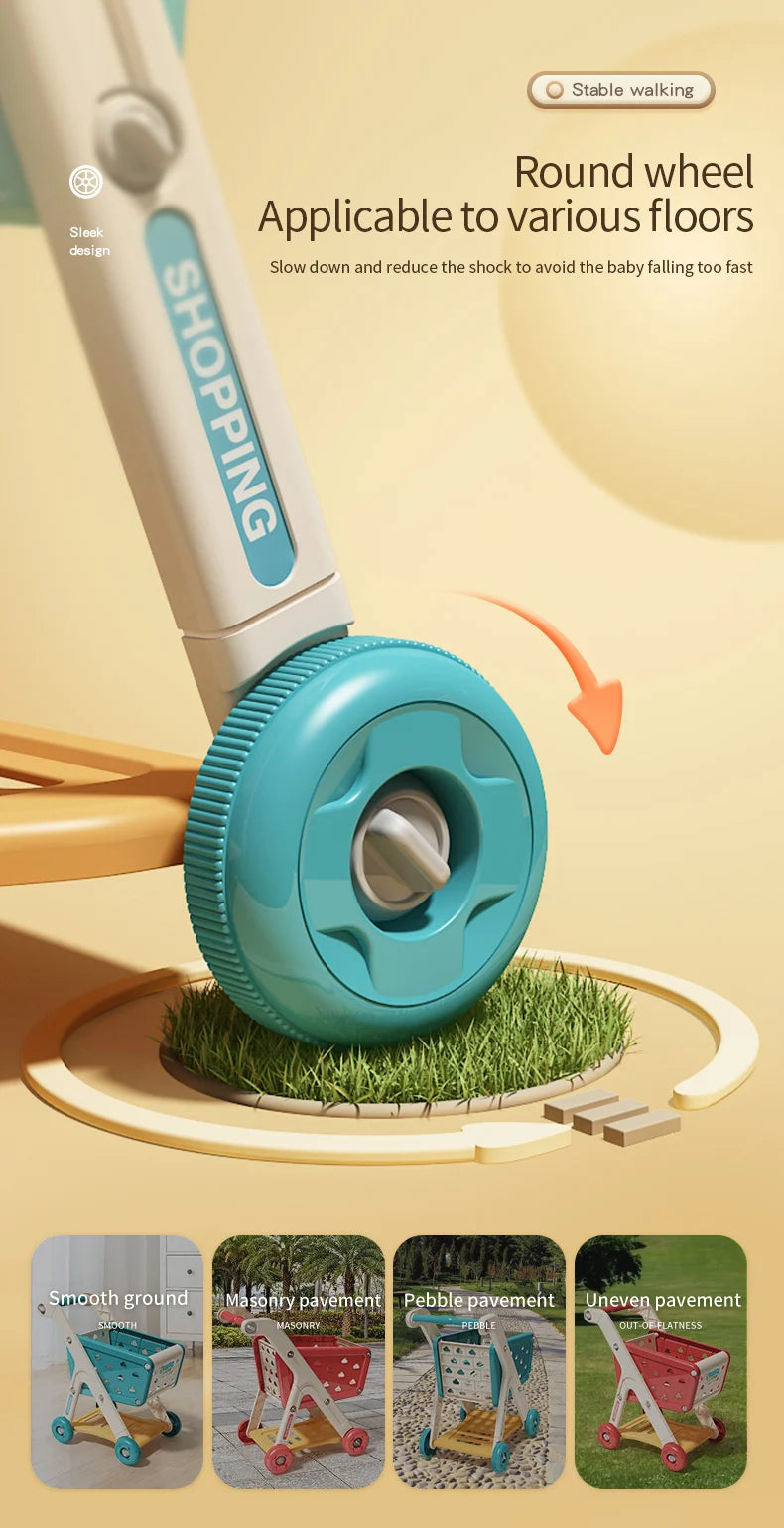 Montessori Pretend Play Shopping  Grocery Cart Playset Toy.