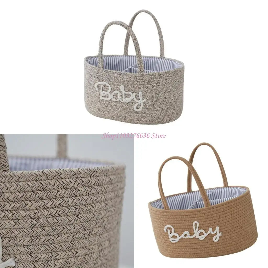 Baby Diaper Cotton Rope Storage Basket Bag Organizer for Nursery.