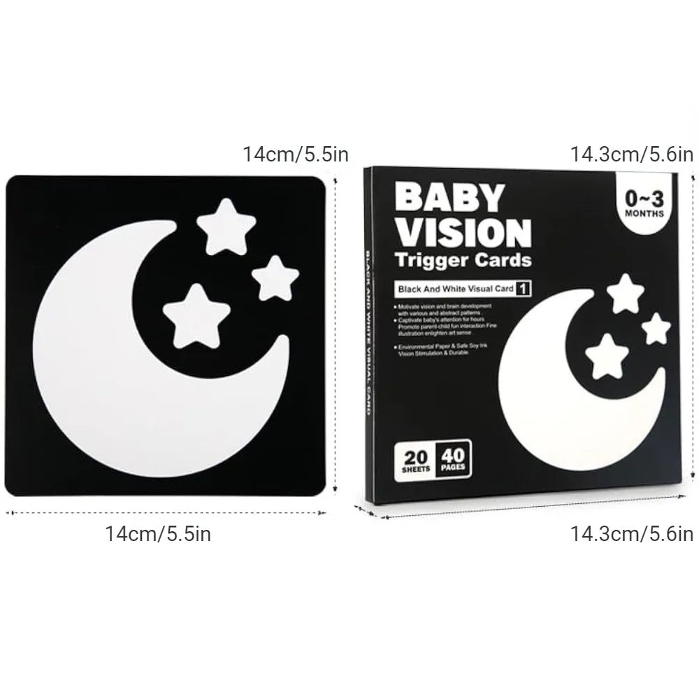 Montessori Baby Visual Early Learning Stimulation Flash Cards - Black and White, Black and Red, Color Contrast Cards
