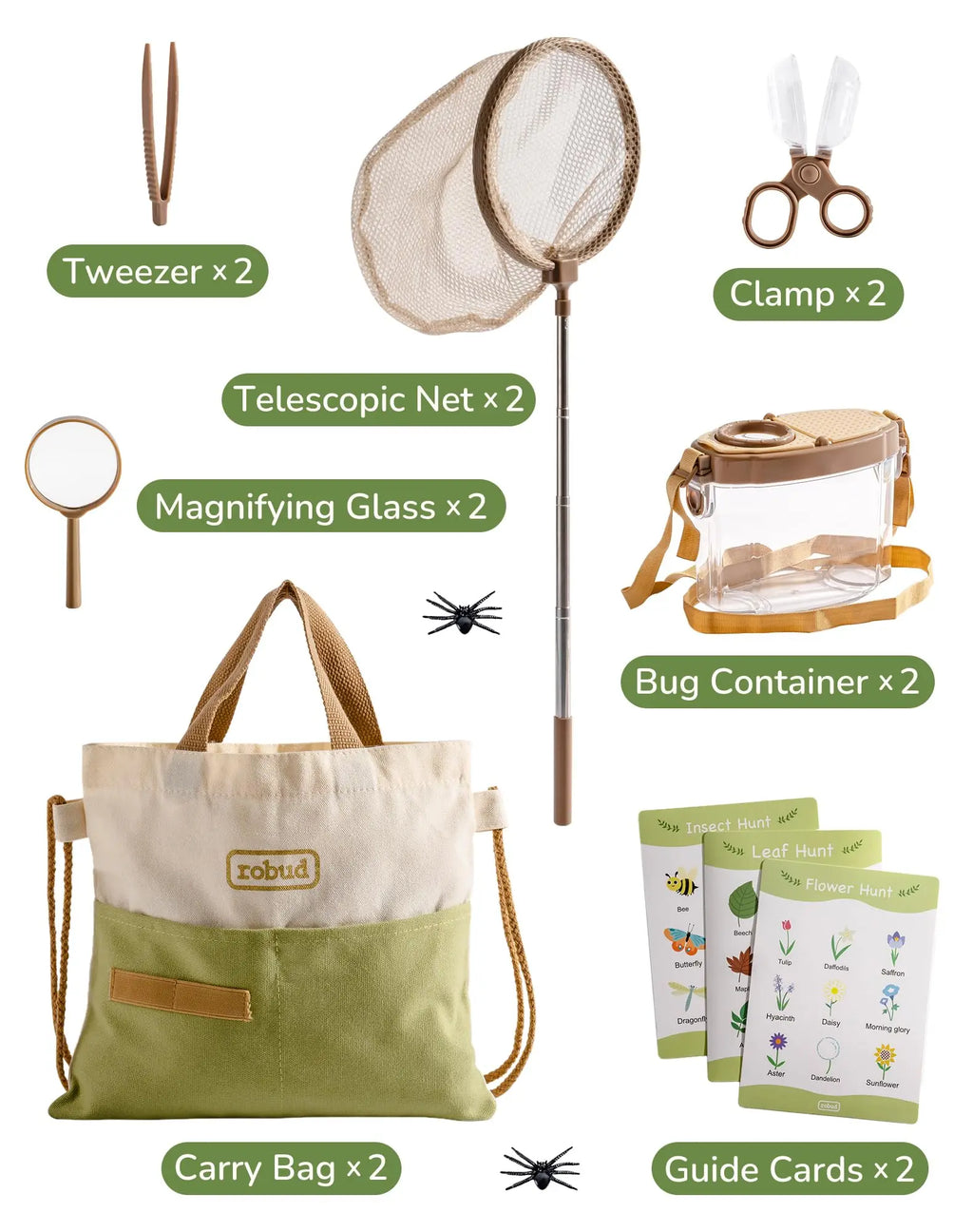 Montessori Dual Kids Explorer Bug Catcher Kit - Outdoor Exploration Set for Camping for Kids.
