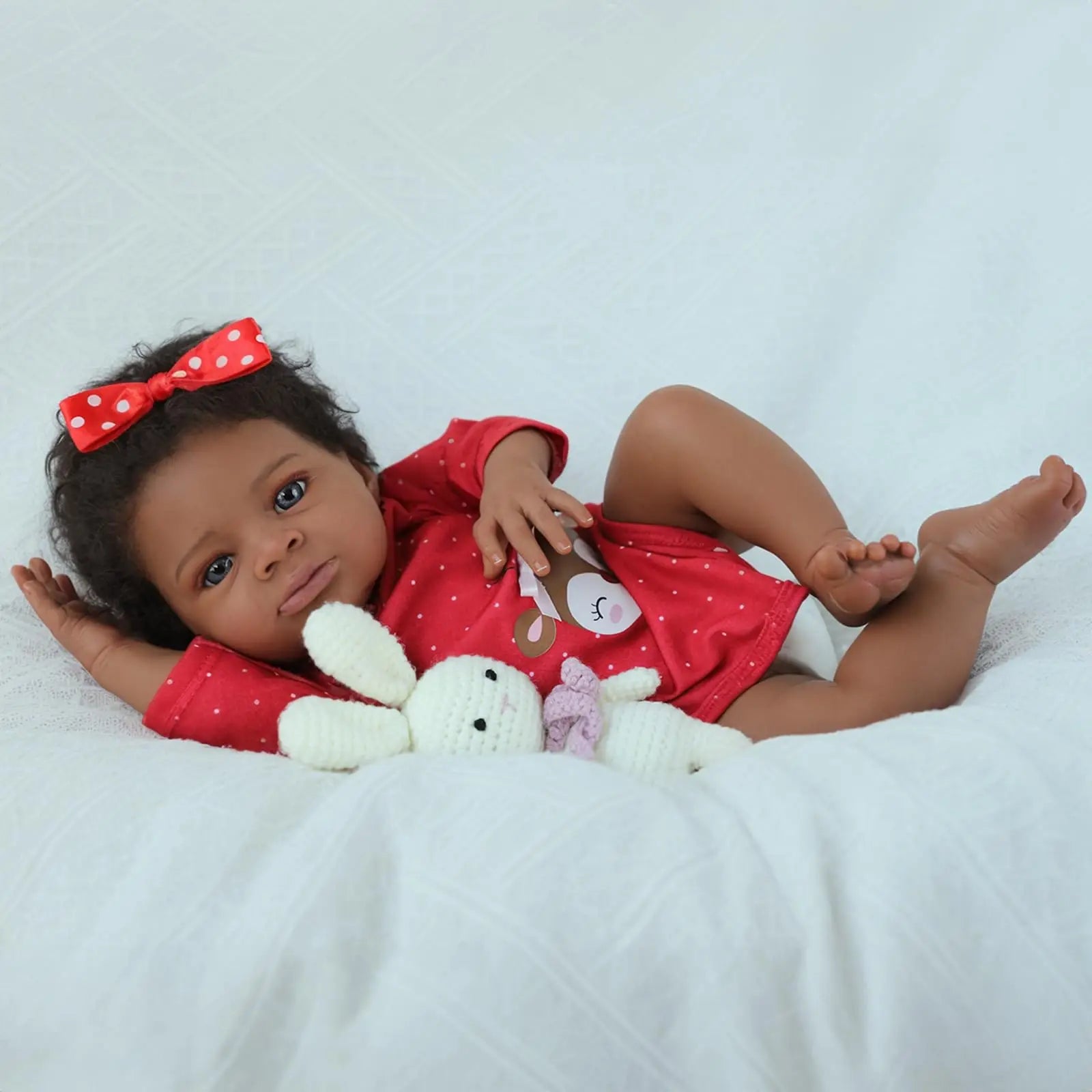 20" Cute Lifelike African American Soft Cloth Reborn Baby Doll.