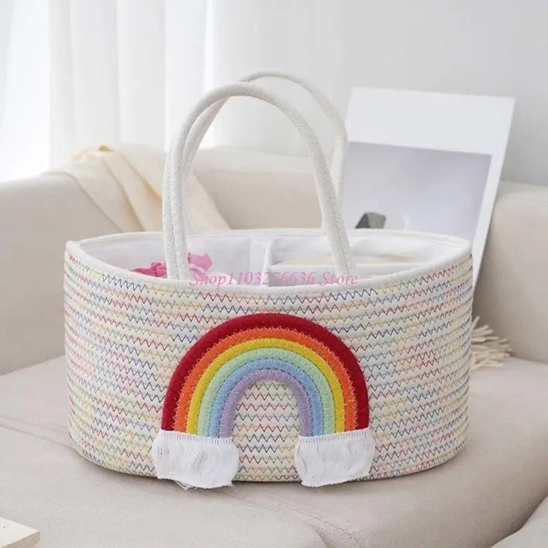 Baby Diaper Cotton Rope Storage Basket Bag Organizer for Nursery.