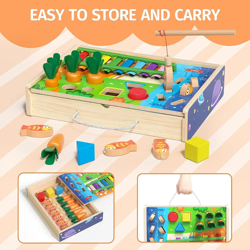 Wooden Montessori Educational 4 in 1 Toy for Toddlers.