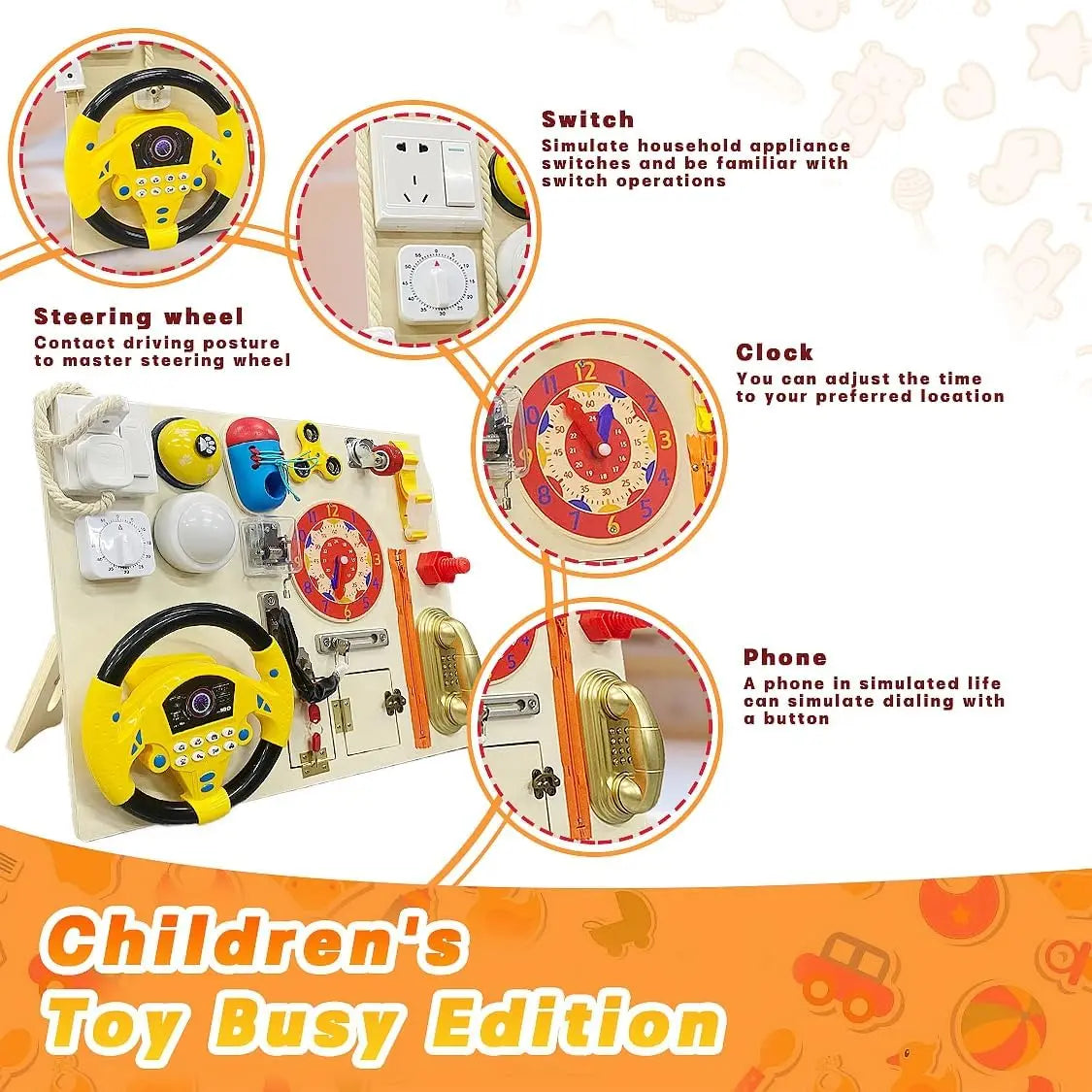 Wooden Montessori Educational 22 in 1 Activity Busy Board Sensory Toy for Toddlers