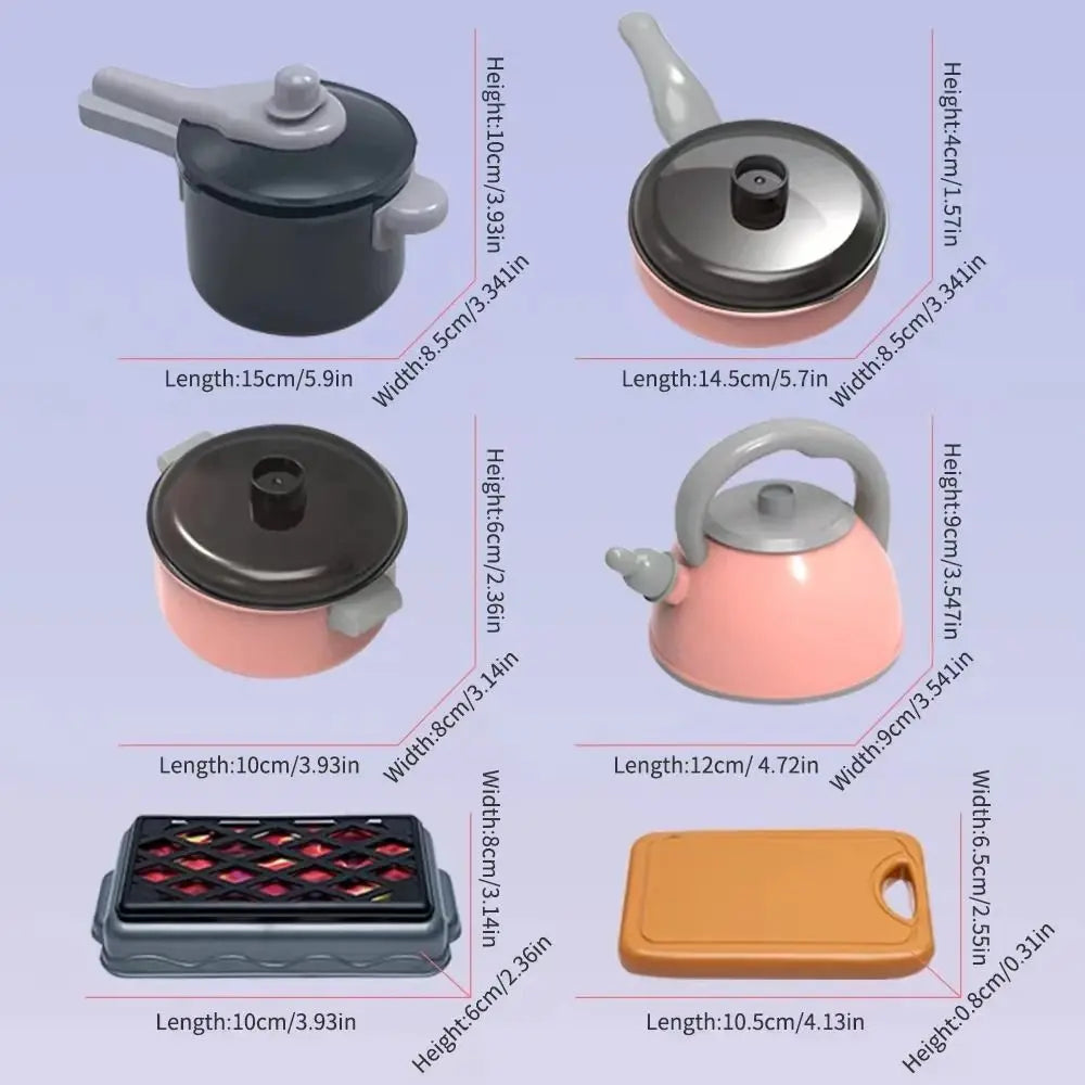 84pcs Pretend Play Kitchen Cooking Accessories Set with Pretend Food, Pots, Utensils and Realistic Sound.