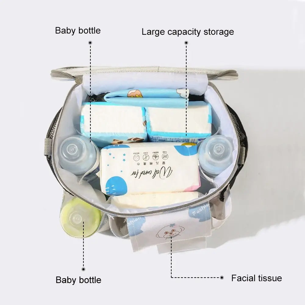 Large Multifunction Waterproof Hanging Baby Stroller Bag for Diaper & Bottle Storage.