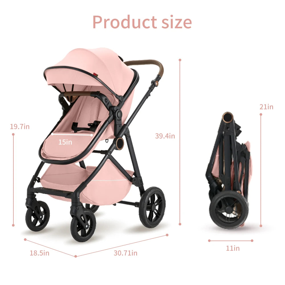 2 in 1 Baby Stroller Pram Pushchair - Reversible Foldable Portable.