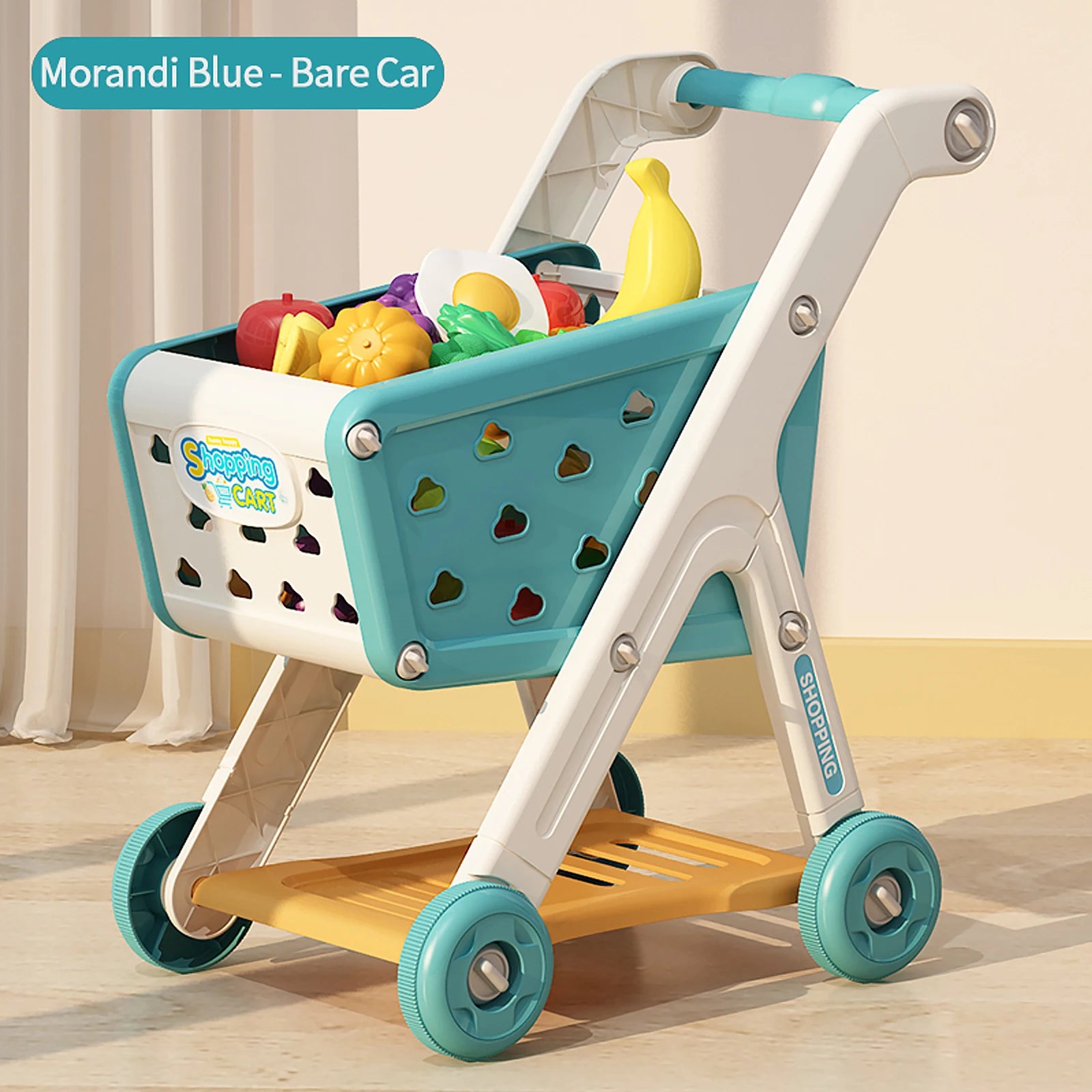 Montessori Pretend Play Shopping  Grocery Cart Playset Toy.