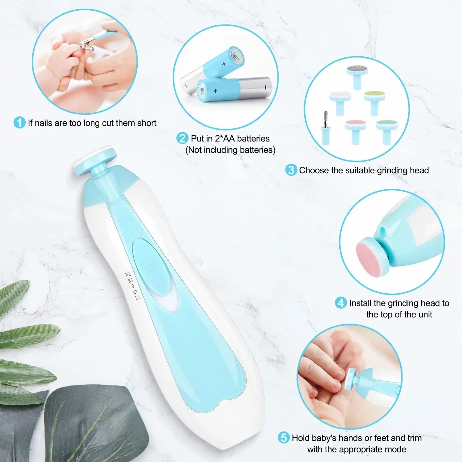 Baby Nail Trimmer  Electric Manicure Tool Set - Baby Care Nail File Clippers