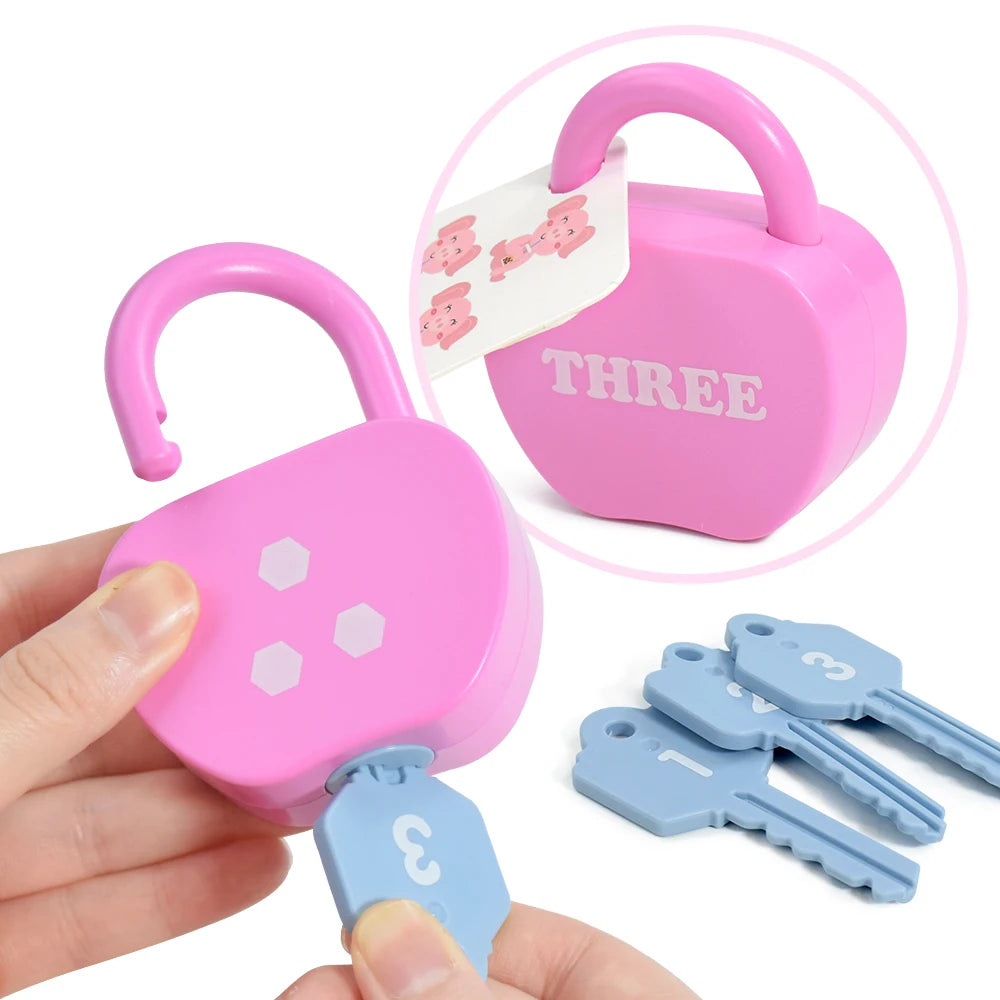 Montessori Educational Learning - Number Matching Counting Apple Locks and Keys with Cards - Toy for Kids 2-5yrs
