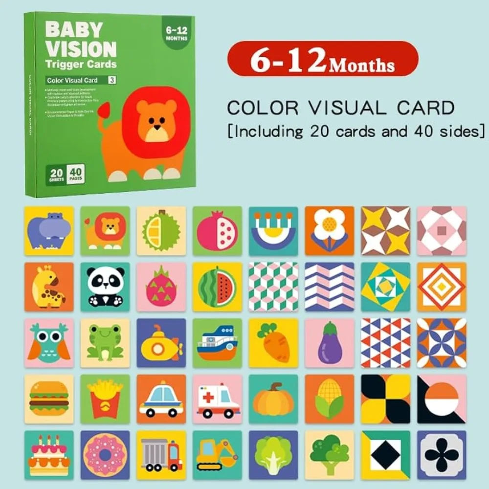Montessori Baby Visual Early Learning Stimulation Flash Cards - Black and White, Black and Red, Color Contrast Cards