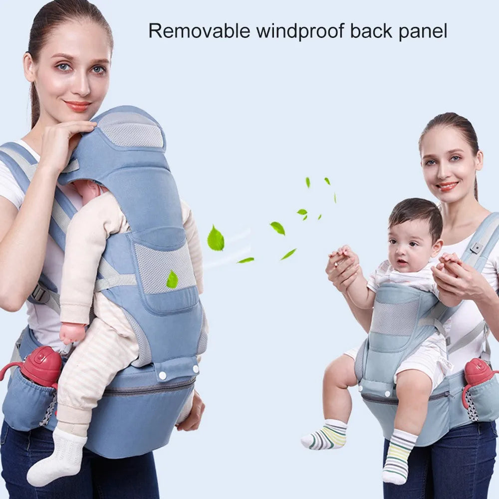 6-in-1 Safety Certified Ergonomic Quality Baby Carrier with Hip Seat with Head Support.